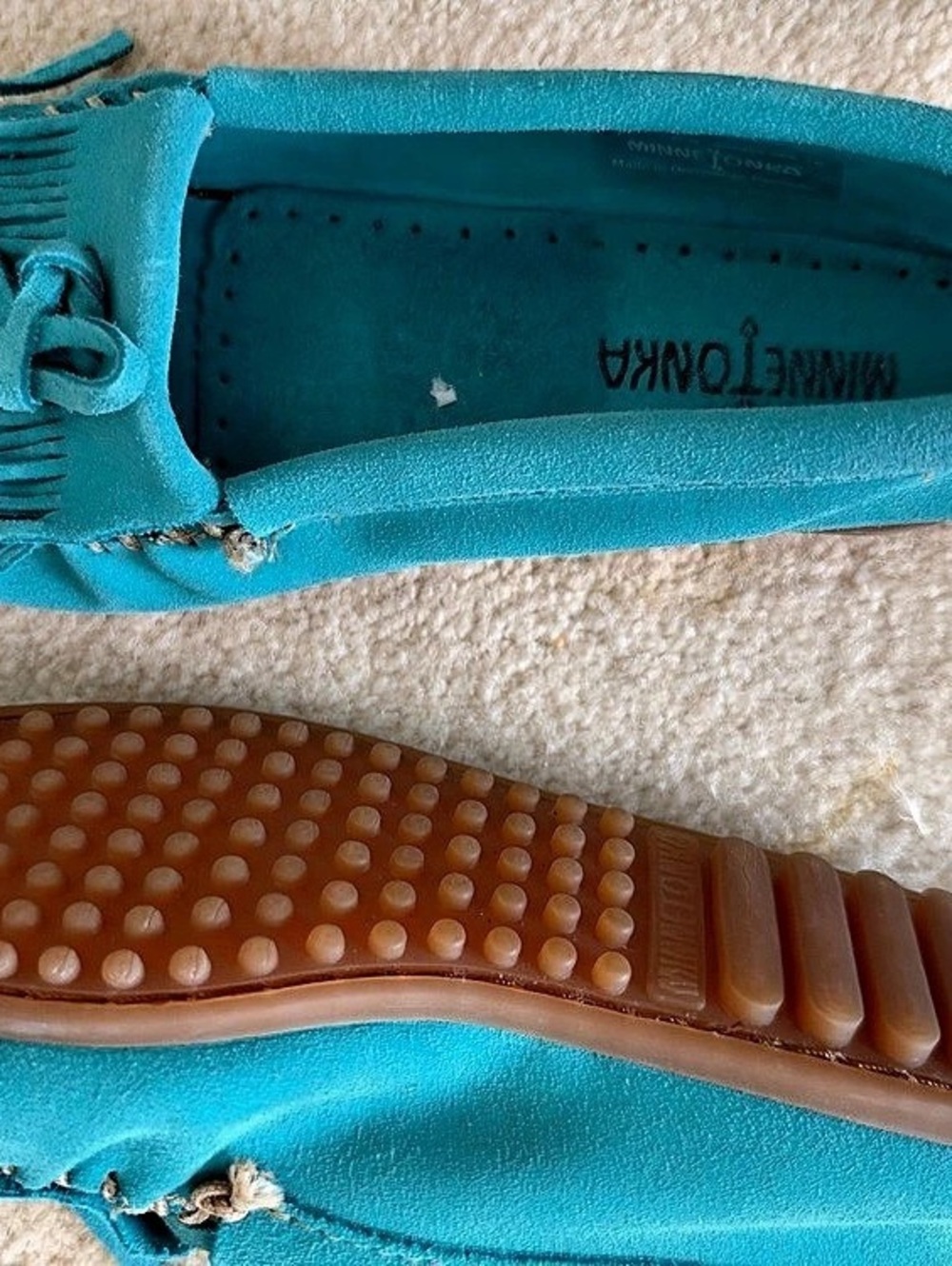 Minnetonka Kilty Hardsole Moccasin Flats Blue US 6.5
